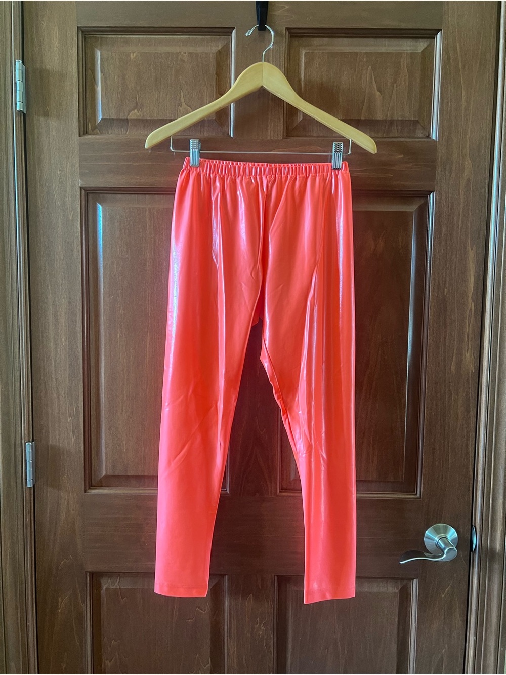 Junya Watanabe Leggings Coated Nylon Pants Neon Orange Coral Size M